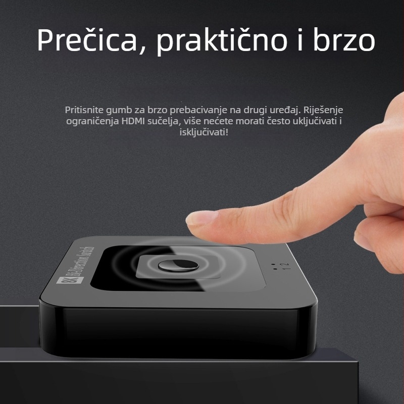 Xin Ju Feng xjf-01Q8K HDMIprekidač, 2 ulaza-1 izlaz, 8K60Hz, Plug-and-Play, za TV/PC