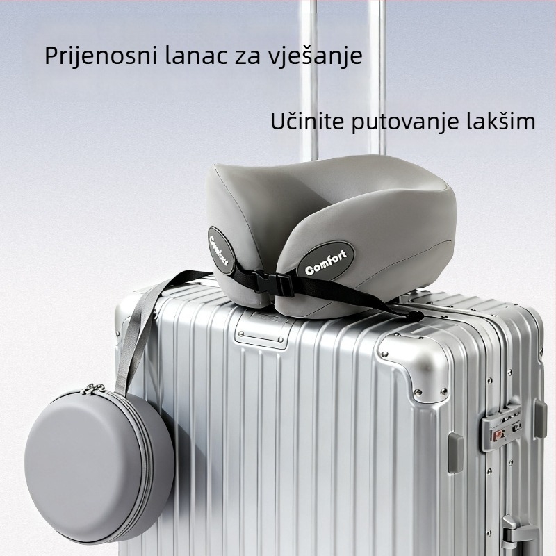 Jastuk za vrat u obliku U s memorijskom pjenom, spor odziv, za putovanja i kratko dremanje, prenosno za auto/ured