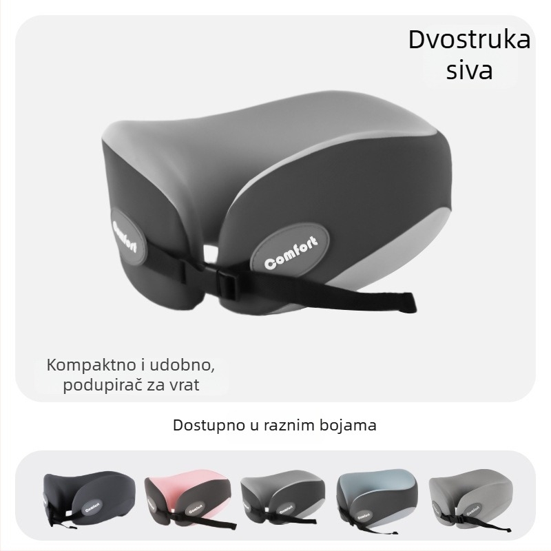 Jastuk za vrat u obliku U s memorijskom pjenom, spor odziv, za putovanja i kratko dremanje, prenosno za auto/ured