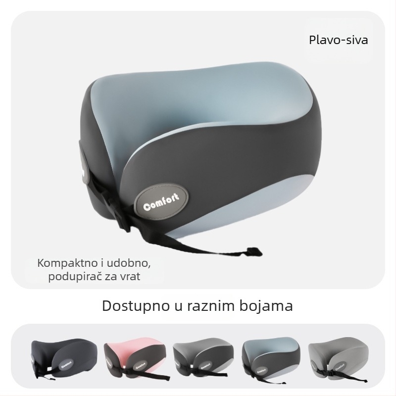 Jastuk za vrat u obliku U s memorijskom pjenom, spor odziv, za putovanja i kratko dremanje, prenosno za auto/ured