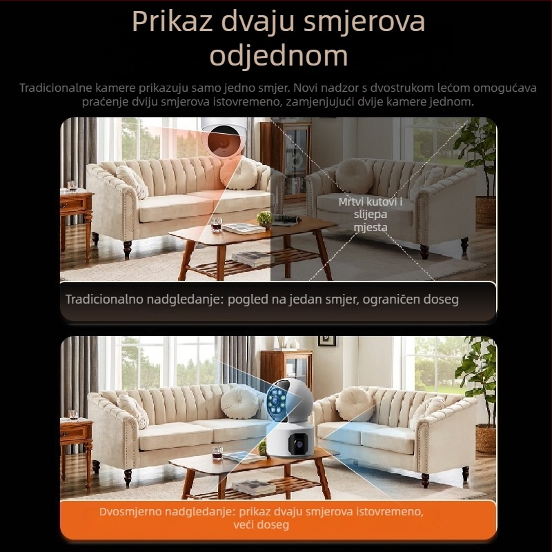 Kućna IP kamera za nadzor, bežični Wi‑Fi, 3MP/5MP rezolucija, IR noćno snimanje do 30 m, unutarnja uporaba
