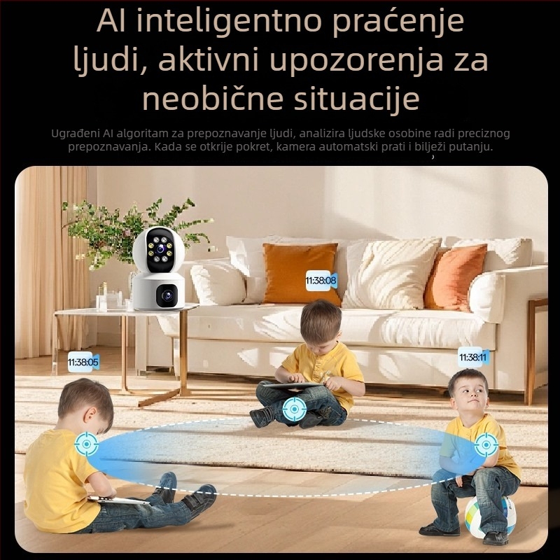 Kućna IP kamera za nadzor, bežični Wi‑Fi, 3MP/5MP rezolucija, IR noćno snimanje do 30 m, unutarnja uporaba