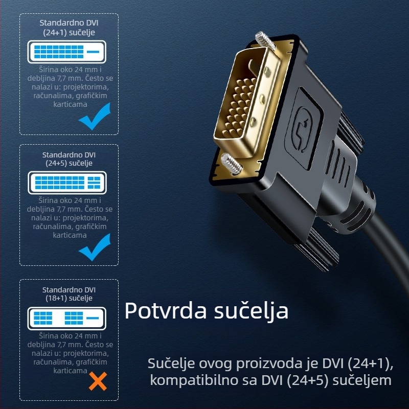 DVI na VGA adapter, DVI muški na VGA ženski, 1080P rezolucija, za računalo/televizor/projektor