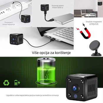 X6 Bežična kućna kamera za nadzor s noćnim vidom (Wi‑Fi; TF kartica; ABS kućište; baterija 1–3 sata)