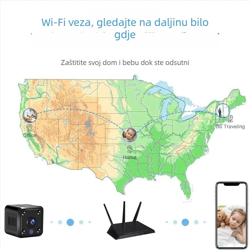 X6 Bežična kućna kamera za nadzor s noćnim vidom (Wi‑Fi; TF kartica; ABS kućište; baterija 1–3 sata)