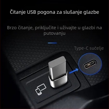 OTG Type-C na USB 3.0 adapter s čitačem kartica, LED indikatorom i auto punjačem