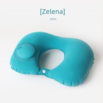 Naduvajuća U-oblik neck pillow za putovanja – za avion, prijenosna, moderni minimalistički stil; Materijal: flocking; Težina do 0,5 kg; Pogodno za odrasle; Bez punila