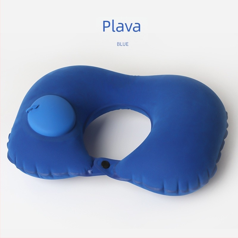 Naduvajuća U-oblik neck pillow za putovanja – za avion, prijenosna, moderni minimalistički stil; Materijal: flocking; Težina do 0,5 kg; Pogodno za odrasle; Bez punila