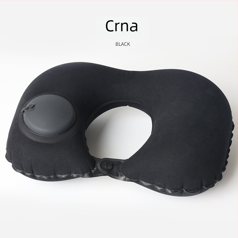 Naduvajuća U-oblik neck pillow za putovanja – za avion, prijenosna, moderni minimalistički stil; Materijal: flocking; Težina do 0,5 kg; Pogodno za odrasle; Bez punila