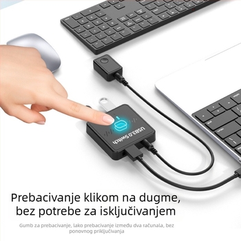 Jian Kunlong Sw301 USB 3.0 prekidač/rasporednik za pisač, tipkovnicu i miš – 2 ulaza na 1 izlaz ili obrnuto, Windows 7 kompatibilno