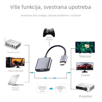 HDMI na VGA adapter LH01 LC02, kompatibilan s Windows 7, kabel dužine 14 cm, model 2025