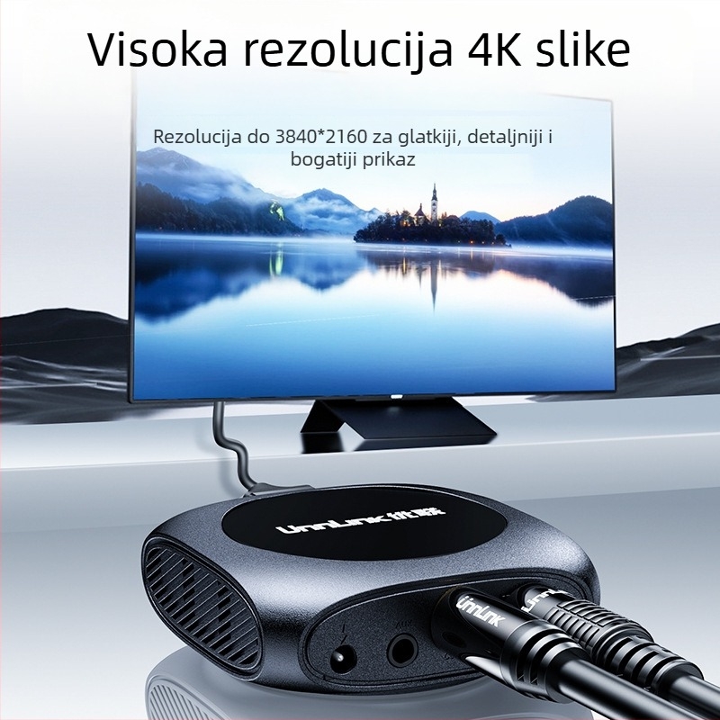 Unnlink 0950 HDMI audio ekstraktor: 4K HDMI izlaz za 3,5 mm slušalice, koaksijalni i optički zvuk, PS5/X