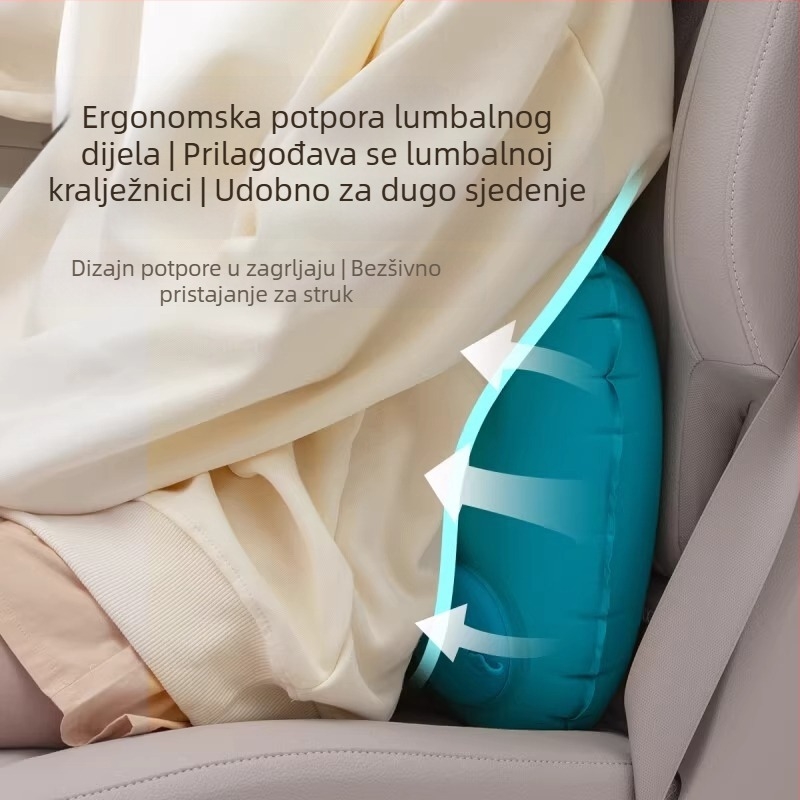 Putna napuhljiva jastučnica – prijenosna podrška za pojas i nasloni za leđa za odmor u zrakoplovu, vlaku ili autu (napuhljiva, prijenosna, podrška za pojas)
