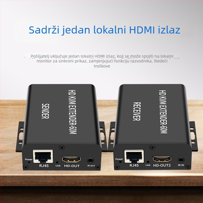 HDMI extender 60 m, KVM s USB-om, miš i tipkovnica, PoE jednosmjerno napajanje, 1080P@60Hz