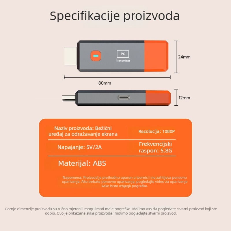 HDMI bežični pošiljatelj i prijemnik (50 m, prenosni) extender — 1080P, Windows kompatibilan, model GT_hdwl50_mate1_h1