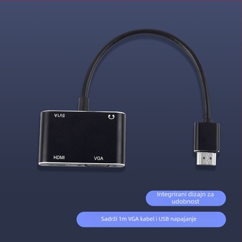 HDMI na VGA 2-u-1 adapter sa zvukom, 4K x 2K prikaz, kompatibilan s Windows 7, daljinsko buđenje, upravljanje napajanjem