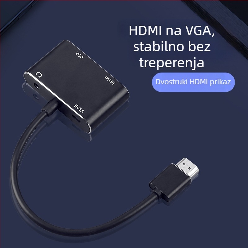 HDMI na VGA 2-u-1 adapter sa zvukom, 4K x 2K prikaz, kompatibilan s Windows 7, daljinsko buđenje, upravljanje napajanjem