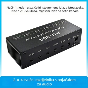 Audio distribucija AU-204, stereo 3,5 mm, s 2 ulaza i 4 izlaza
