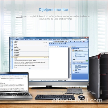 AIMOS AM-KVM201 HDMI KVM prekidač, 2-portni, HDMI 2-in 1-out, dijeljenje miša, tipkovnice i USB pisača
