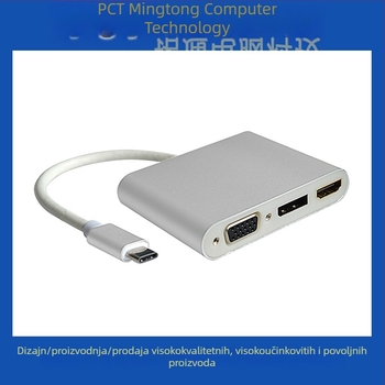 USB-C 3-u-1 multimedični adapter HDMI/DP/VGA, 1080p, kabel 15 cm