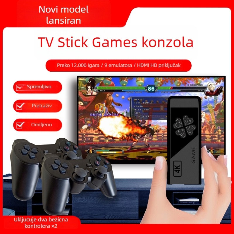 M8 igraća konzola — nostalgična TV arkadna konzola s bežičnim dvostrukim kontrolerima
