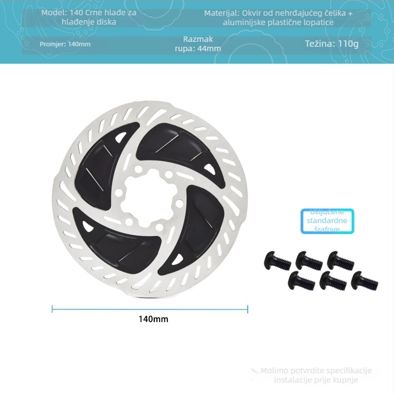 AI CYCLING Mehanički disk rotor za kočnice, 6-pin, debljina 1,8 mm