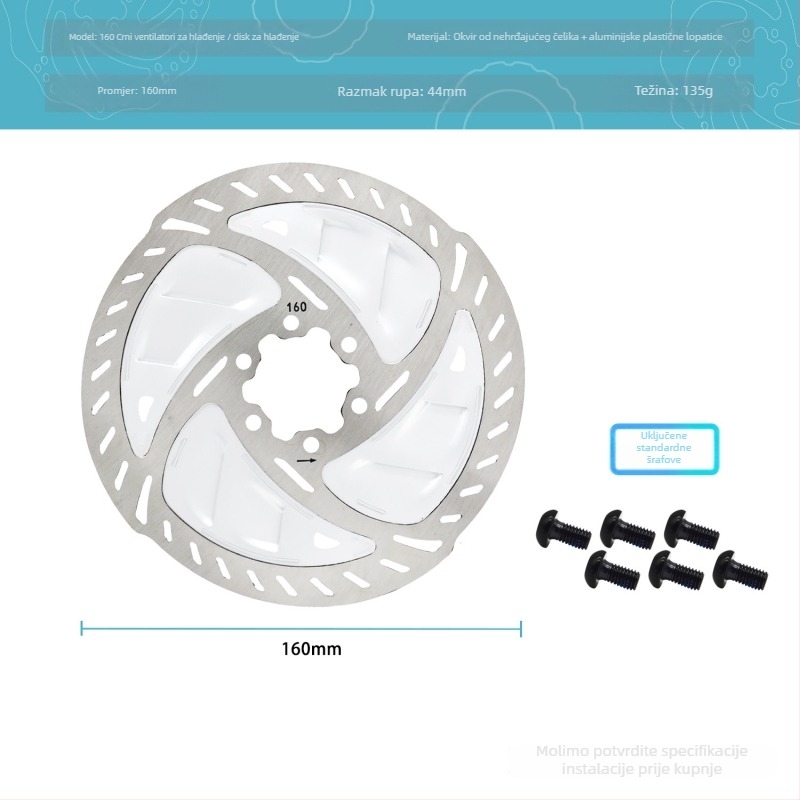 AI CYCLING Mehanički disk rotor za kočnice, 6-pin, debljina 1,8 mm