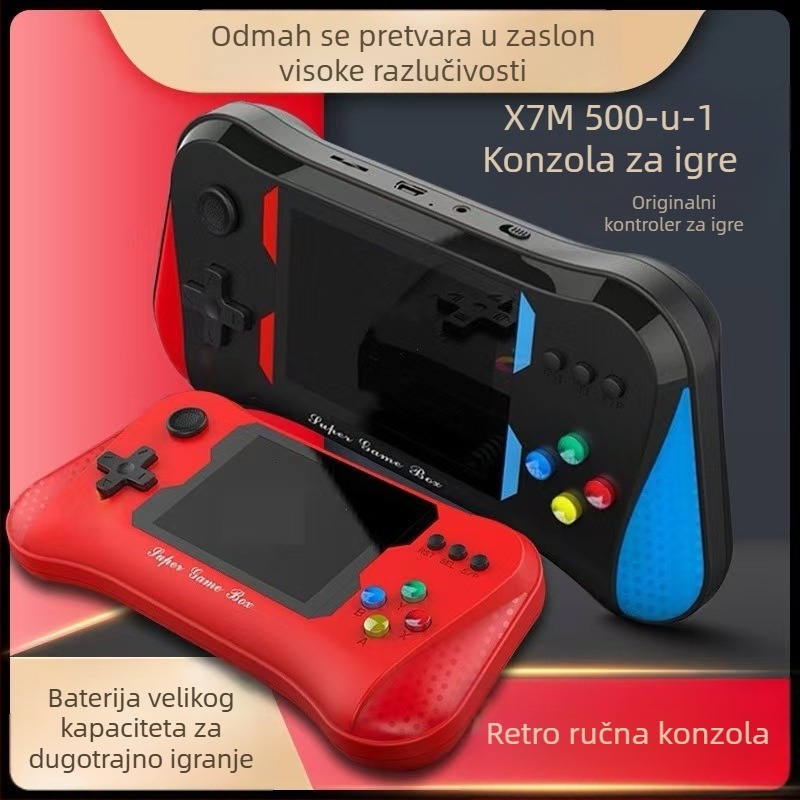 X7M prijenosna retro igraća konzola s 3.0 kolor zaslonom, za kućnu upotrebu, punjiva, za jednog ili dva igrača