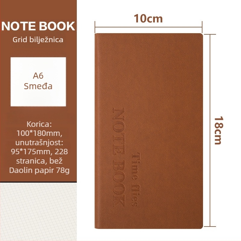 Beležnica s mrežom, šivano uvez, korice od umjetne kože, 200-300 stranica, Dowling papir 80 g/m²