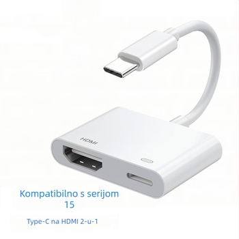 Type-C 2-u-1 docking stanica za notebook s HDMI izlazom 4K, podrška napajanju, kabel 0.1 m