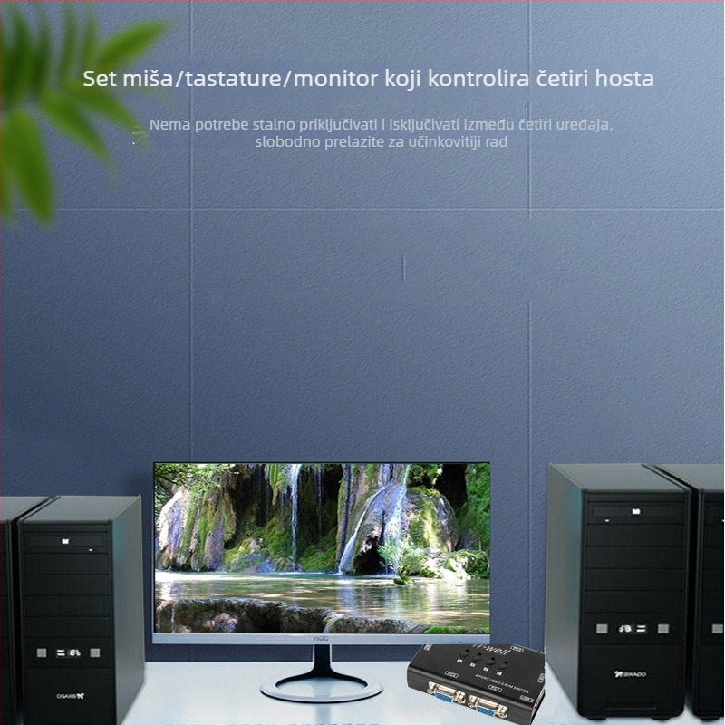 VGA KVM prekidač, 4-portni ručni, USB tipkovnica i miš dijeljitelj zaslona, pretvarač 4 na 1 izlaz, model IT-CS04001MU