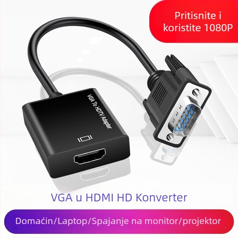 VGA na HDMI pretvarač, 1080p, kompatibilan s Windows XP, daljinsko buđenje, upravljanje napajanjem