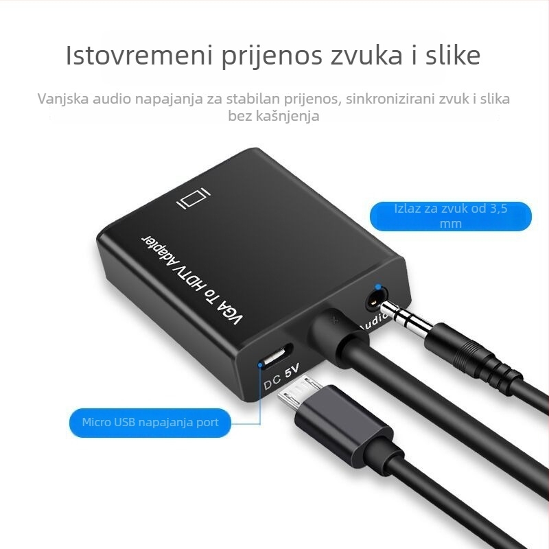 VGA na HDMI pretvarač, 1080p, kompatibilan s Windows XP, daljinsko buđenje, upravljanje napajanjem