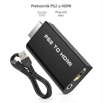 PS2 na HDMI pretvarač, HDMI izlaz za TV, podržava rezolucije 480i/576i/480p