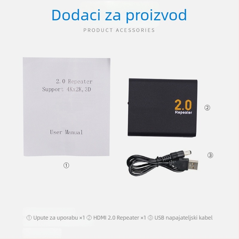 HDMI 2.0 repetitor, pojačivač signala 4K, KYHDE01 mini extender s upravljanjem napajanjem