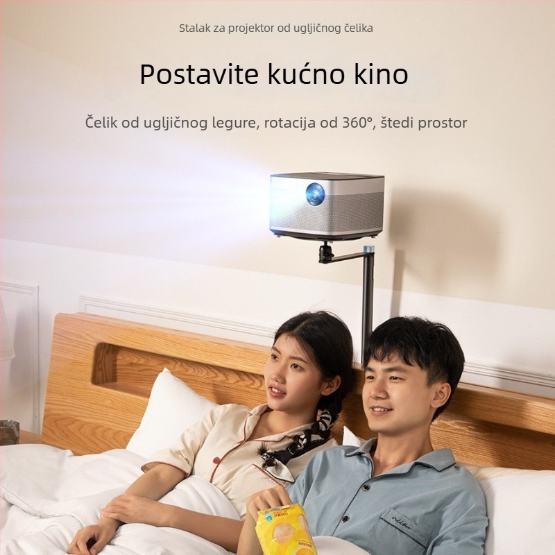 Rtako Podni nosač projektora od karbonskog čelika s pladnjem, za kut kreveta – bez bušenja