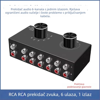Oxygen News Szhy-link 9095 RCA audio prekidač, 6-in-1 / 8-in-1 izlaz, Hi-Fi bez gubitka, stereo pretvarač