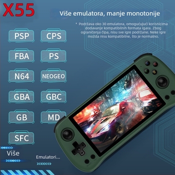 X55 međunarodna prijenosna igraća konzola, 5,5-inčni IPS HD zaslon, PSP arkadna ručna konzola s operativnim sustavom otvorenog koda