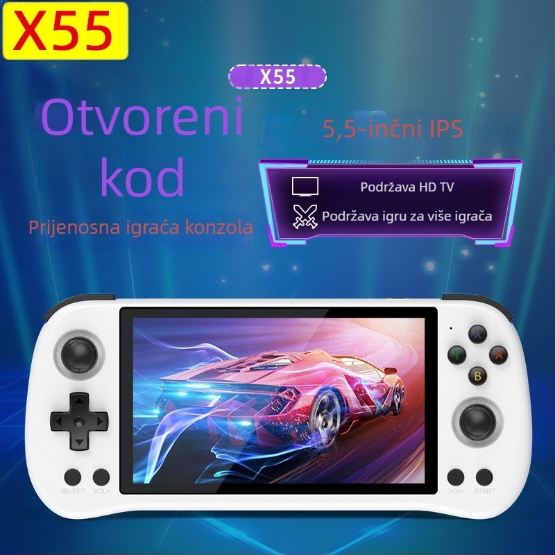 X55 međunarodna prijenosna igraća konzola, 5,5-inčni IPS HD zaslon, PSP arkadna ručna konzola s operativnim sustavom otvorenog koda