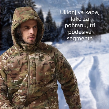 Zimska maskirna topla jakna, smjesa kemijskih vlakana, otporna na vjetar i topla, unisex