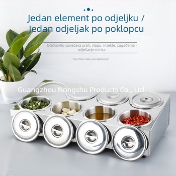 Nehrđajući čelična kutija za umake s više pretinaca za restorane – za tekuće začine, moderan minimalistički dizajn