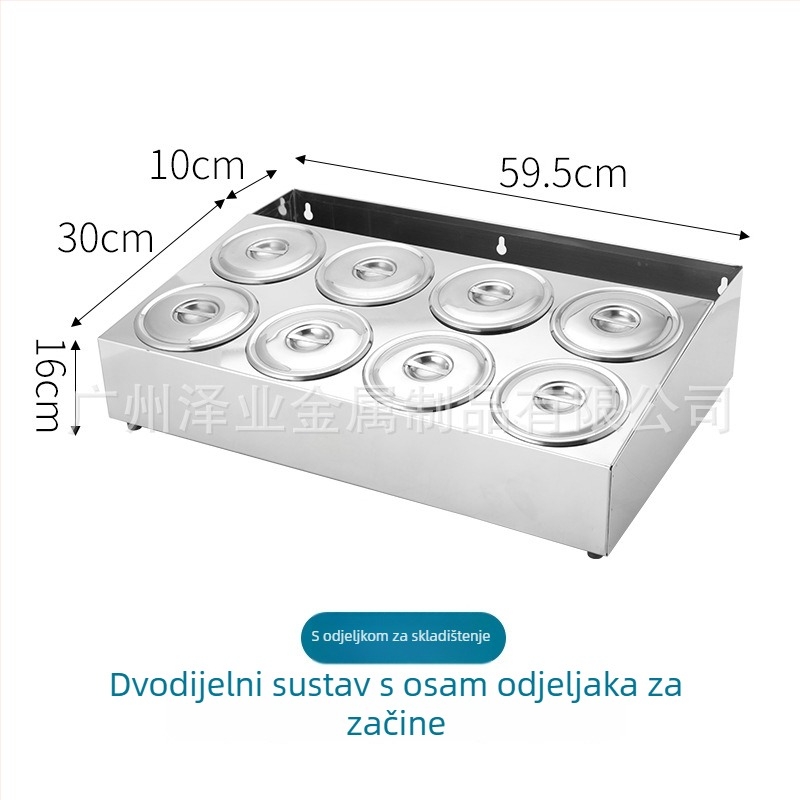Nehrđajući čelična kutija za umake s više pretinaca za restorane – za tekuće začine, moderan minimalistički dizajn