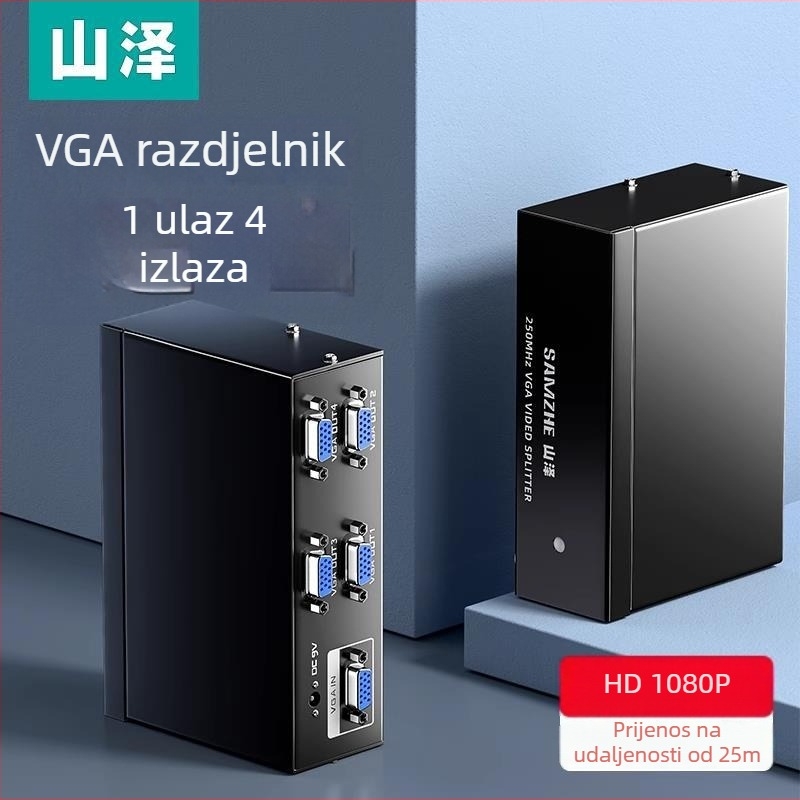 VGA prekidač/razdjelnik, 1x2, 1080p, za videokonferencije, HV-802W