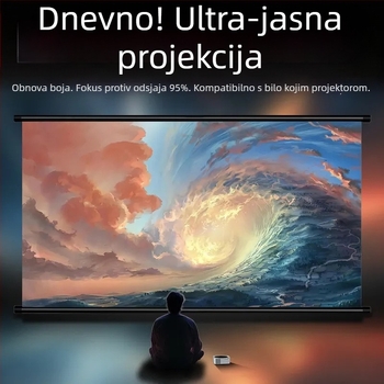 Kućni 4K UHD projekcijski zaslon s anti-refleksijom, bez bušenja, za dnevni boravak i spavaću sobu