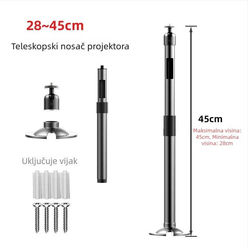 Držač projektora za zid i strop, aluminijska legura, izvučni rotirajući pan-tilt, kompatibilan s XGIMI i JMGO