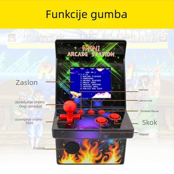 Prijenosna retro igraća konzola s 200 ugrađenih 8-bitnih igara, 8GB memorije, izlaz 720p