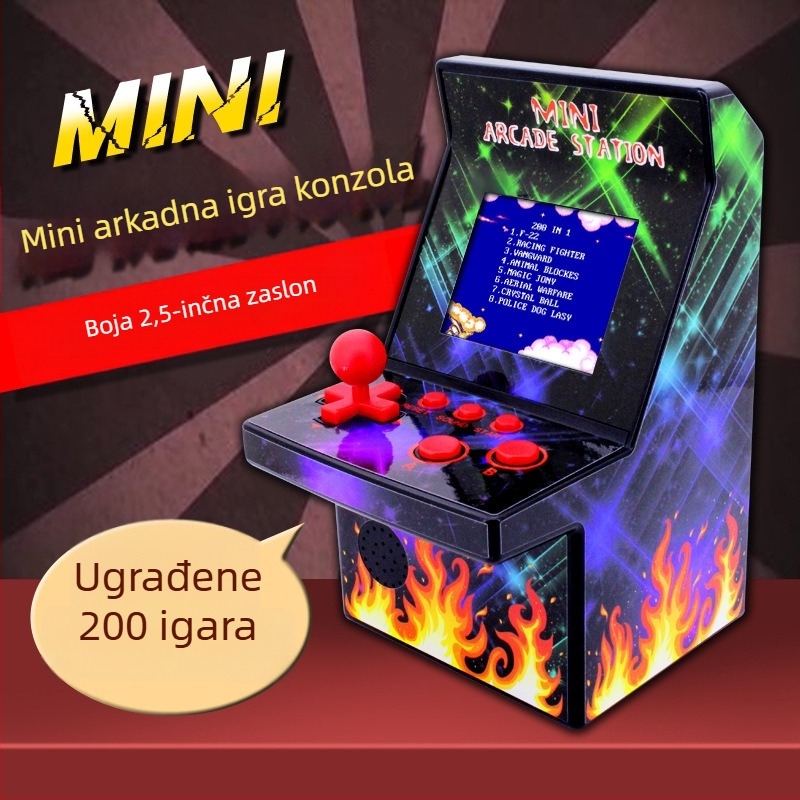 Prijenosna retro igraća konzola s 200 ugrađenih 8-bitnih igara, 8GB memorije, izlaz 720p