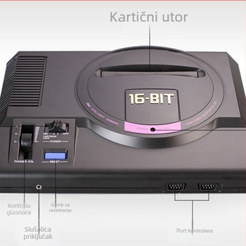 Nostalgična MD Generacija 16-bitna HD igra konzola s karticom, bežični kontroler, HDMI/AV izlaz (16-bit, HD, kartica, bežični kontroler, HDMI/AV)