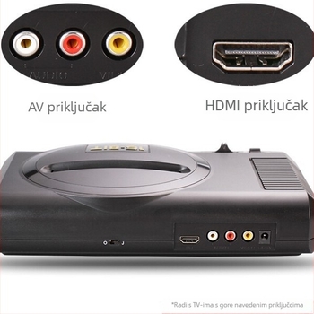 Nostalgična MD Generacija 16-bitna HD igra konzola s karticom, bežični kontroler, HDMI/AV izlaz (16-bit, HD, kartica, bežični kontroler, HDMI/AV)