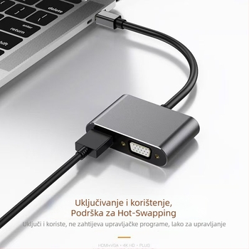 USB 3.0 na dvostruki HDMI adaptor s VGA izlazom, 4K HDMI i VGA 1080p, kompatibilan s više sustava